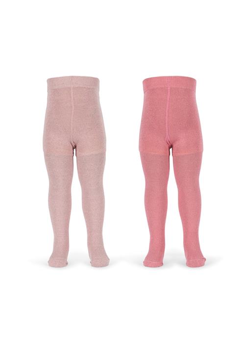 Konges Sløjd 2-pak Ribstrikkede Glittertights Rose Mix  Rose Mix-92/98  Lyserød  92/98 cm  Piger
