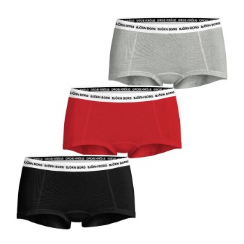 Björn Borg Trusser 3P Logo Boxers Shorts Sort/Rød bomuld Medium Dame
