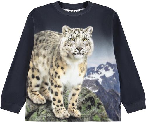 Molo Rube T-Shirts Long Sleeves Snow Leo Snow Leo 140 cm  Sort  140 cm  Drenge