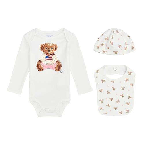 Ralph Lauren Polo Bear 3-delt Gavesæt White Multi  White Multi 6 months  Hvid  6 måneder  Piger