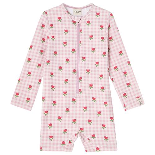 Kuling Paros UV-dragt Pink Gingham Tulips  Pink Gingham Tulips 98/104 cm  Lyserød  98/104 cm  Piger