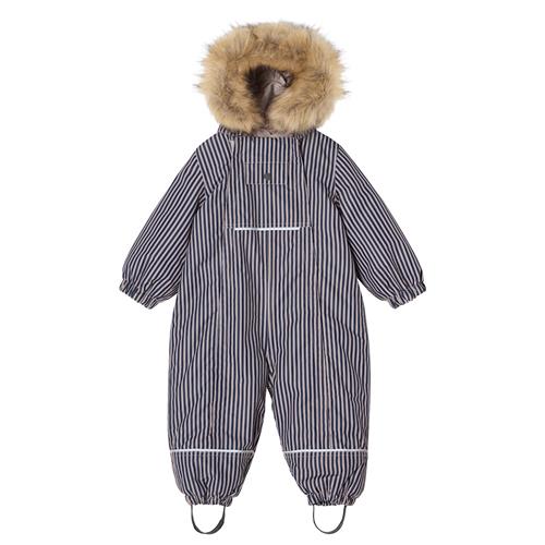 Kuling Val D'Isere Vinteroveralls Thin Stripe Navy Taupe  Thin Stripe Navy/Taupe-98 cm  Marineblå  98 cm  Drenge, Piger