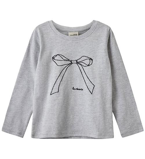 Sofire Schnoor Bluse - FleurKb - Grey Melange m. Sløjfe