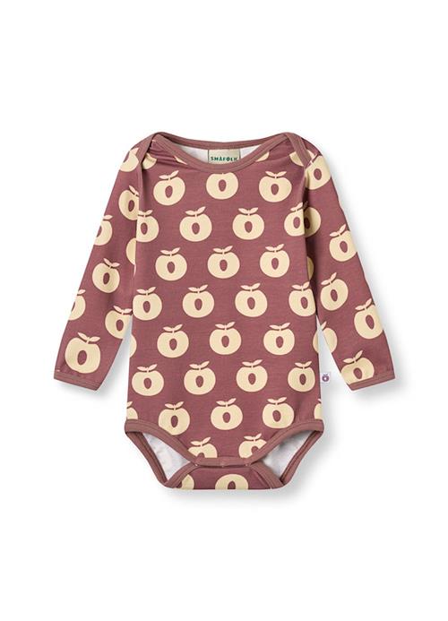 Småfolk Ulm long-sleeved baby body with apples Vintage pink Vintage pink-80 cm  Lyserød  80 cm  Piger