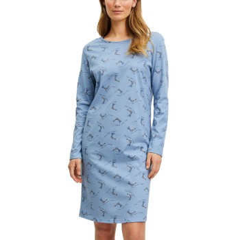 Calida Lovely Nights Long Sleeve Nightdress Blå Mønster bomuld Large Dame