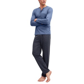 Calida Relax Imprint 2 Long Pyjama Marine/Blå bomuld Large Herre