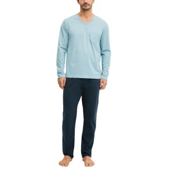 Calida Relax Imprint 3 Pyjamas Marine/Blå bomuld XX-Large Herre