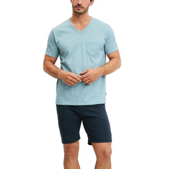 Calida Relax Imprint 3 Short pyjama Marine/Blå bomuld X-Large Herre