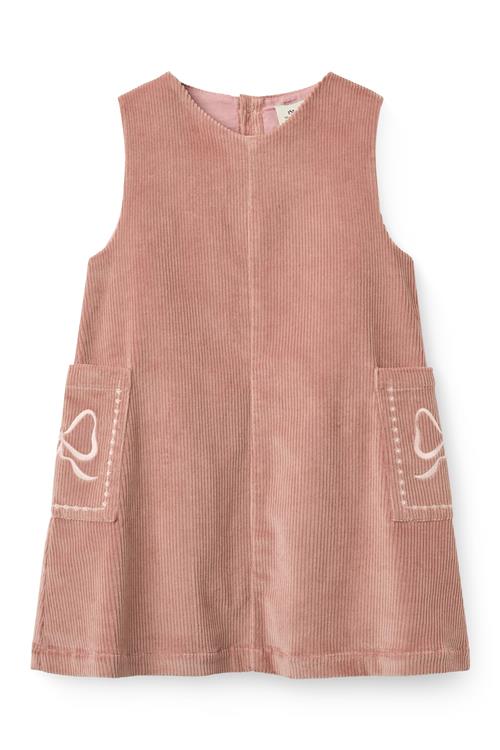 Copenhagen Colors Corduroy Dress W. Embroidery Winter Rose-122 cm  Lyserød  122 cm  Piger
