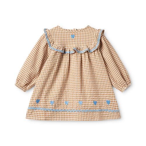 Flöss Ellis Kjole Coffee Gingham  Coffee Gingham 98 cm  Beige  98 cm  Piger
