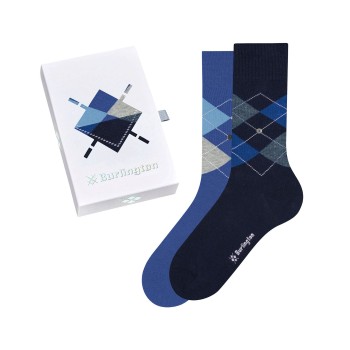 Burlington Strømper Argyle Gift Box Men Socks Sort/Blå Str 40/46 Herre