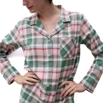 Femilet Heat Shirt Grøn/Rudet bomuld 42 Dame