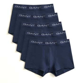 Gant 5P Basic Trunks Marine/Blå bomuld Large Herre