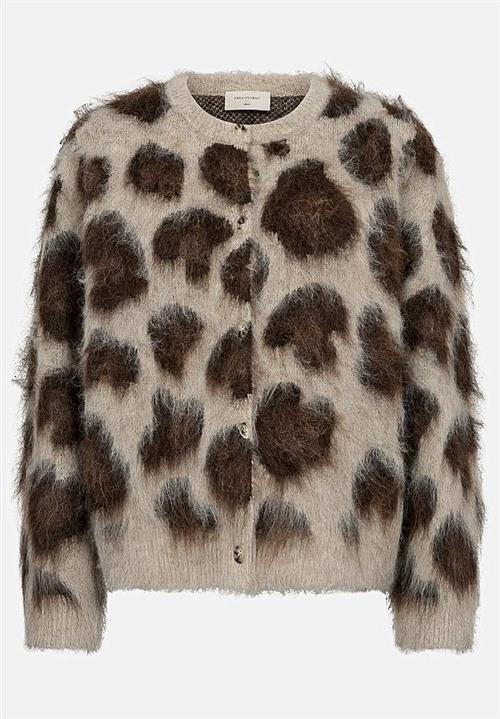 Freequent Strikket, luftig cardigan med et leopardmønster