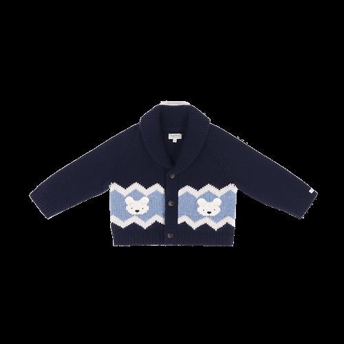 Donsje Amsterdam Kwinten Cardigan I Merinould Navy Blue  Navy Blue-12-18 M  Blå  12-18 måneder  Drenge, Piger