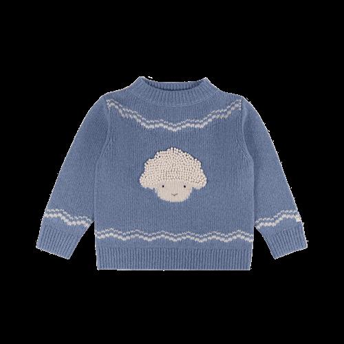 Donsje Amsterdam Selwyn Trøje I Merinould Vintage Blue Melange  Vintage Blue Melange-5-6 Y  Blå  5-6 år  Drenge, Piger