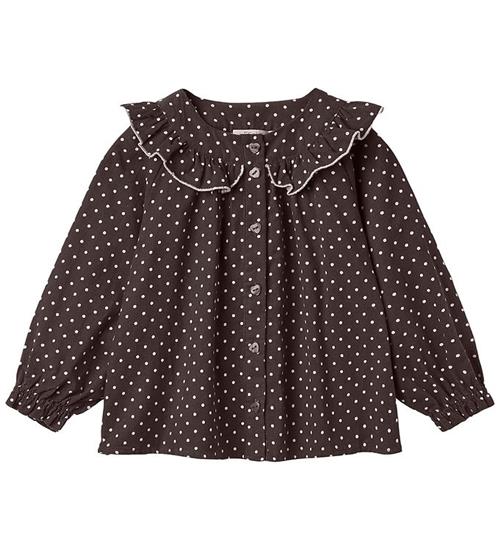 Fliink Bluse - Fløjl - Dolly Dot - Coffee Bean Dot