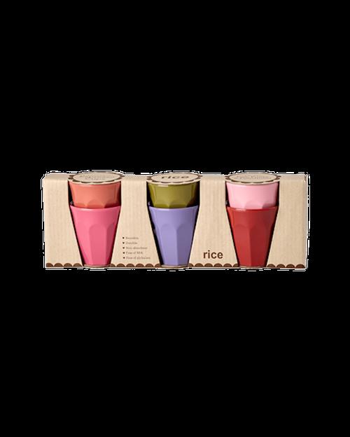 RICE Melamine Mini Cups in Asst. Solid Colors - 6 Pack - 80 ml Multicolor-OS  Rød  One Size  Drenge, Piger
