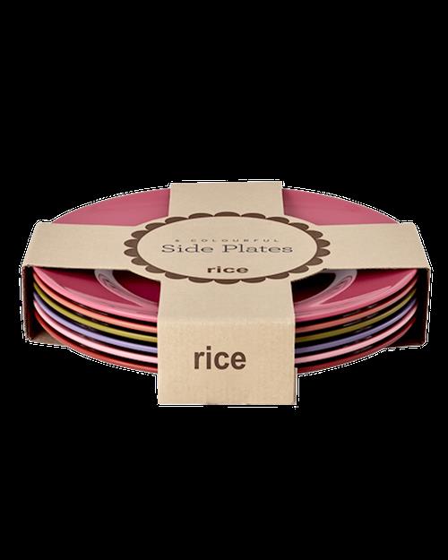 RICE Melamine Round Dinner Plates in Asst. Solid Colors - 6 Pack Multicolor-OS  Rød  One Size  Drenge, Piger