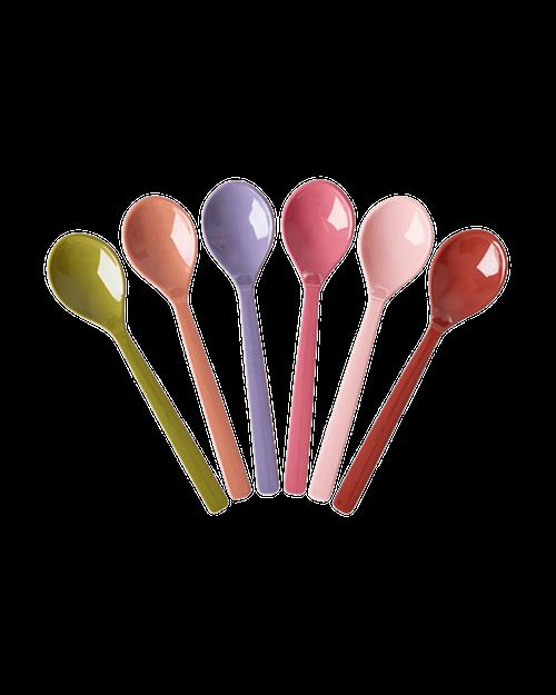 RICE Melamine Tea Spoon in Asst. Solid Colors - Set of 6 Multicolor-OS  Rød  One Size  Drenge, Piger