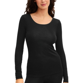 Calida True Confidence Ribbed Shirt Long Sleeve Sort X-Small Dame