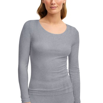 Calida True Confidence Ribbed Shirt Long Sleeve Grå Large Dame