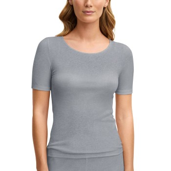 Calida True Confidence Ribbed Short Sleeve Shirt Grå Large Dame