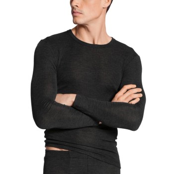 Calida Wool and Silk Shirt Long Sleeve Sort X-Large Herre