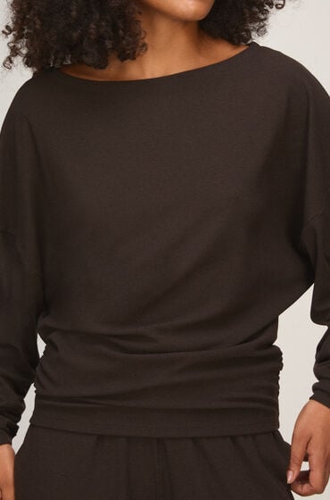 Hunkemöller Top med Lange Ærmer Premium Rib Batwing Brun