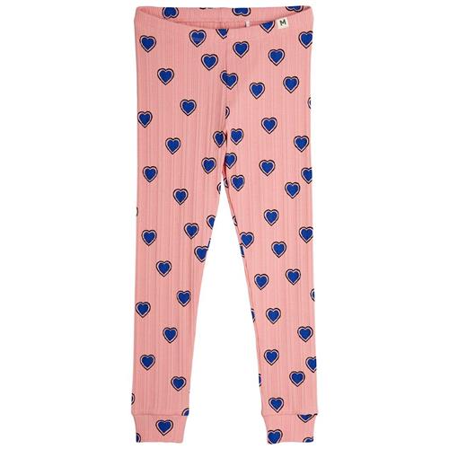 Mini Rodini GOTS Outlined Hearts Aop Leggings Pink 92/98 cm  Lyserød  92/98 cm  Drenge, Piger