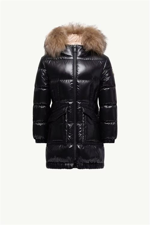 Moncler Aruna Shearling-Trimmed Hooded Down Jacket Dark Black 152 cm Dun Sort  152 cm  Piger