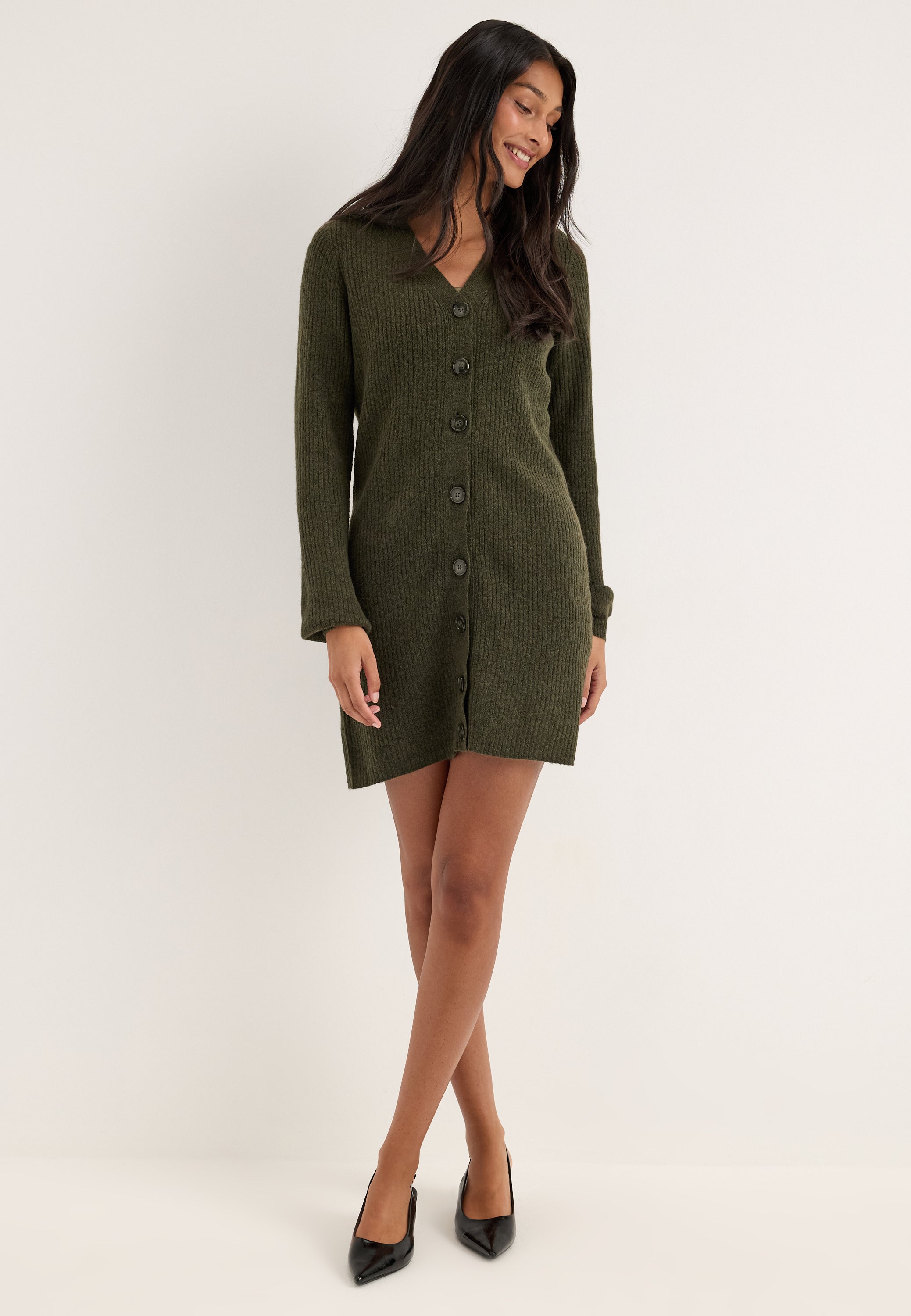 VERO MODA Vmkarla Ls V-neck Button Abk Dress