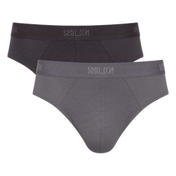 Sloggi 2P SLG Base Midi Briefs Grå/Sort bomuld X-Large Herre