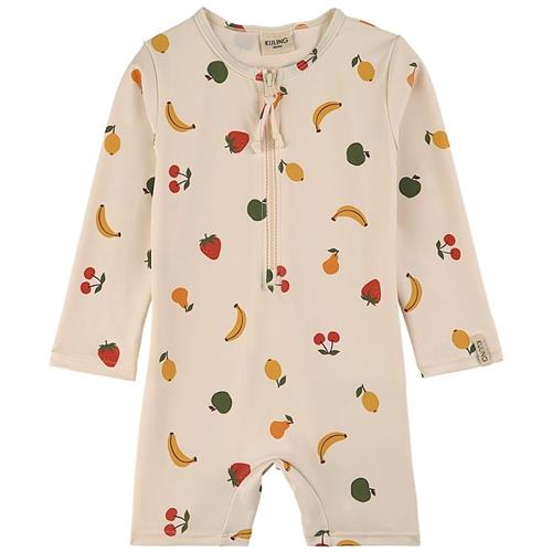 Kuling Paros Mønstret UV-dragt Med Frugter Fruit 74/80 cm  Creme  74/80 cm  Drenge, Piger