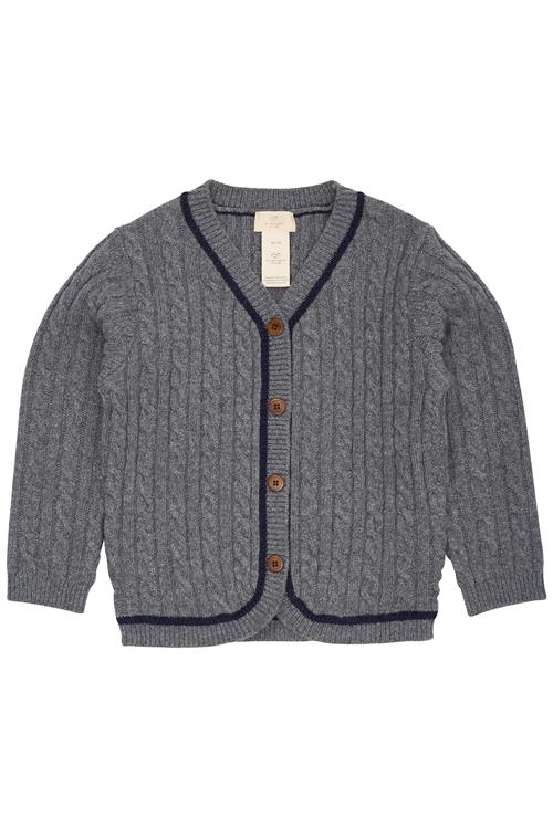 Copenhagen Colors Grandad Cardigan I Lammeuld Dark Grey Navy  Dark Grey Navy 98 cm Uld Grå  98 cm  Drenge