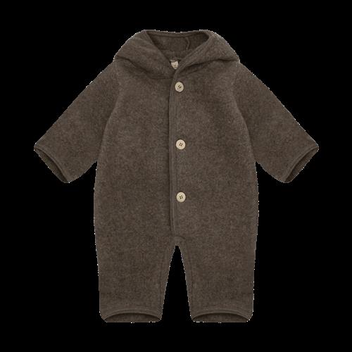 Huttelihut Barnevognsdragt I Uld Brown Melange  Brown Melange-74 cm Uld Brun  74 cm