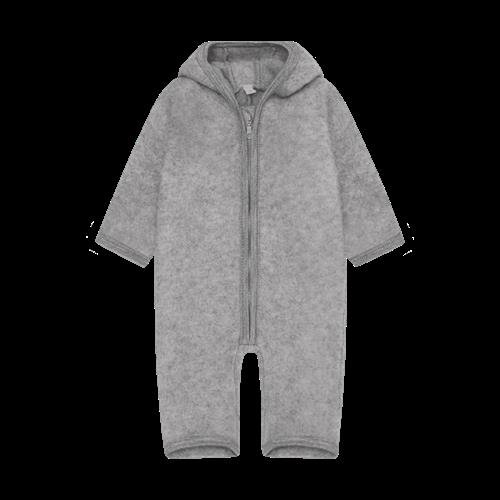 Huttelihut Barnevognsdragt I Uld Medium Grey Melange  Medium Grey Melange-56 cm Uld Grå  56 cm