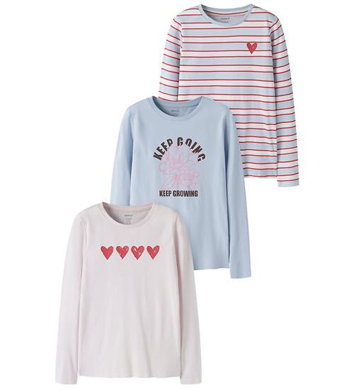 Name It Bluse - 3-pak - NkfNiana - Sheer Blue+Raindrops On Roses