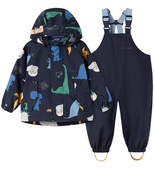 LieWood Regntøj m. Seler - PE - Manu - Dino Roar/Classic Navy