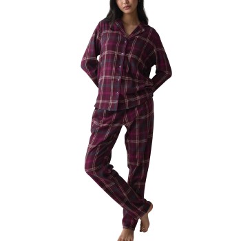 Triumph Boyfriend Long Sleeved Pyjama Set Vinrød  bomuld 42 Dame