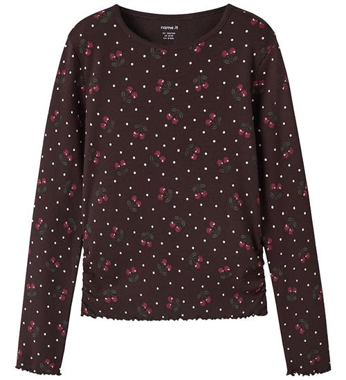 Name It Bluse - Rib - NkfVemia - Chocolate Plum/Cherry