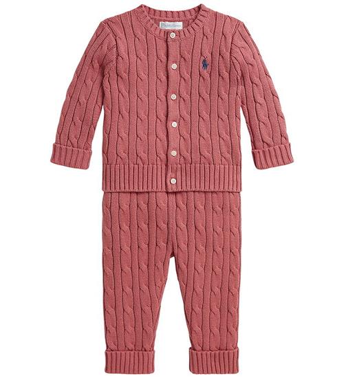 Polo Ralph Lauren Sæt - Cardigan & Bukser - Strik - Canvas Pink