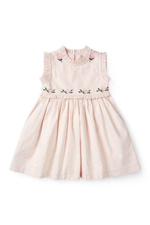 Copenhagen Colors GOTS Kjole Dusty Rose Cream Stripe  Dusty Rose Cream Stripe 110 cm  Lyserød  110 cm  Piger