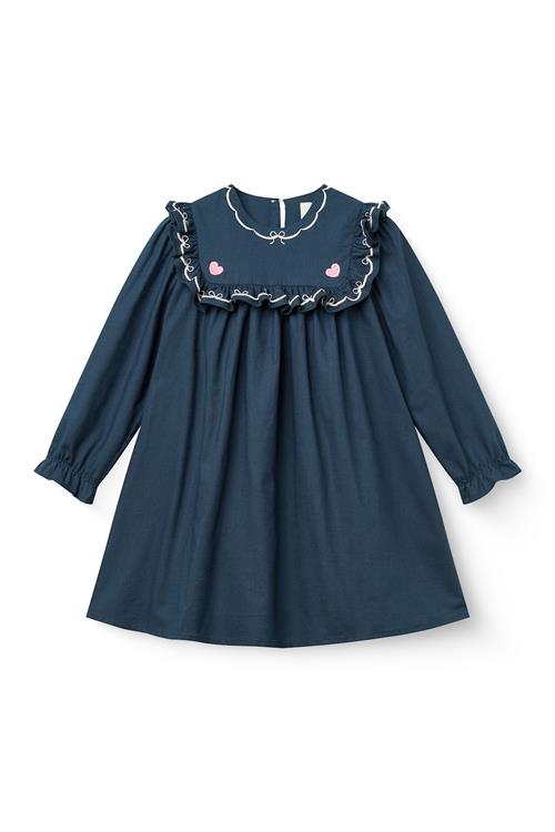 Copenhagen Colors Dress W. Frill & Embroidery Navy Comb-104 cm  Marineblå  104 cm  Piger
