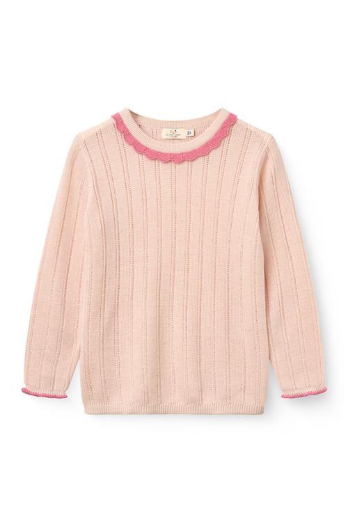 Copenhagen Colors Ls Merino Pointelle Blouse Soft Pink Comb-116 cm  Lyserød  116 cm  Piger
