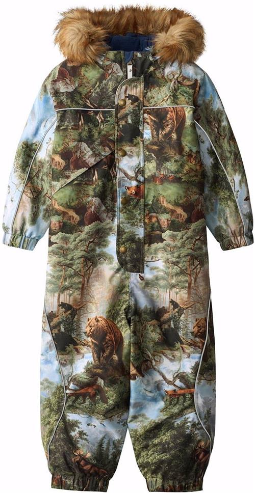 Molo Polaris Fur Junior Snowsuit Forest Art Forest Art 104 cm  Grøn  104 cm  Drenge