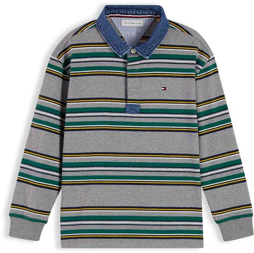 Tommy Hilfiger Rugby-poloskjorte Med Lange Ærmer Medium Grey Heather Stripes  Medium Grey Heather Stripes 7 Y  Grå  7 år  Drenge, Piger