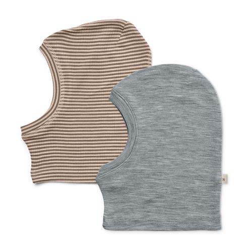 Wheat Kim 5 Uldbalaclavaer Wood Stripe  Wood Stripe 6-8 Y  Grå  6-8 år  Drenge, Piger