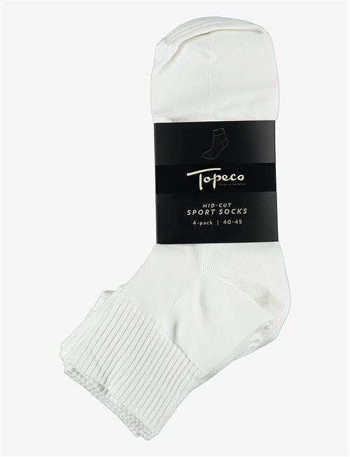 TOPECO | Sport Socks, Mid-Cut 4-P, White 40/45 | 4045
