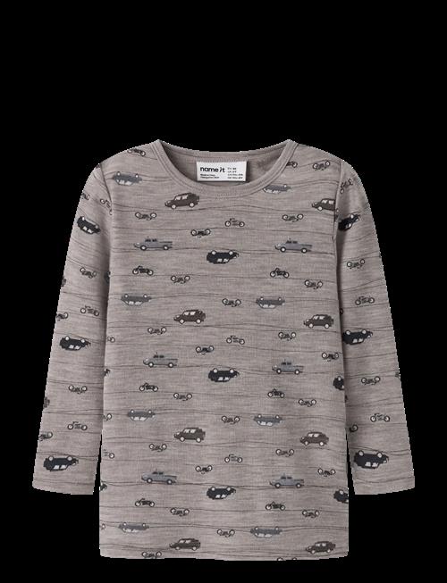 name it | Nmmwang Wool Rib Ls Top Aop Noos | 110